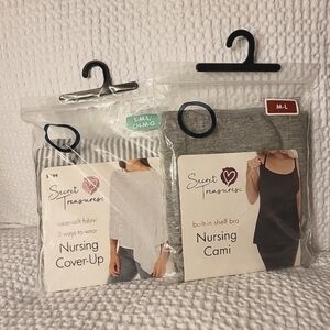 Lot Of 1 Maternity Nursing Cami and 1 Nursing Cover up Size S M L both New Grey
